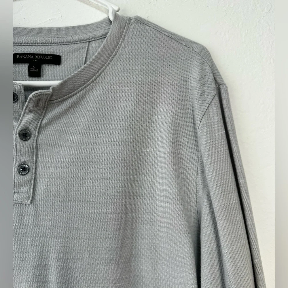 BANANA REPUBLIC Men’s Long Sleeve Jersey L Long Sleeve Gray Henley Shirt Tshirt
